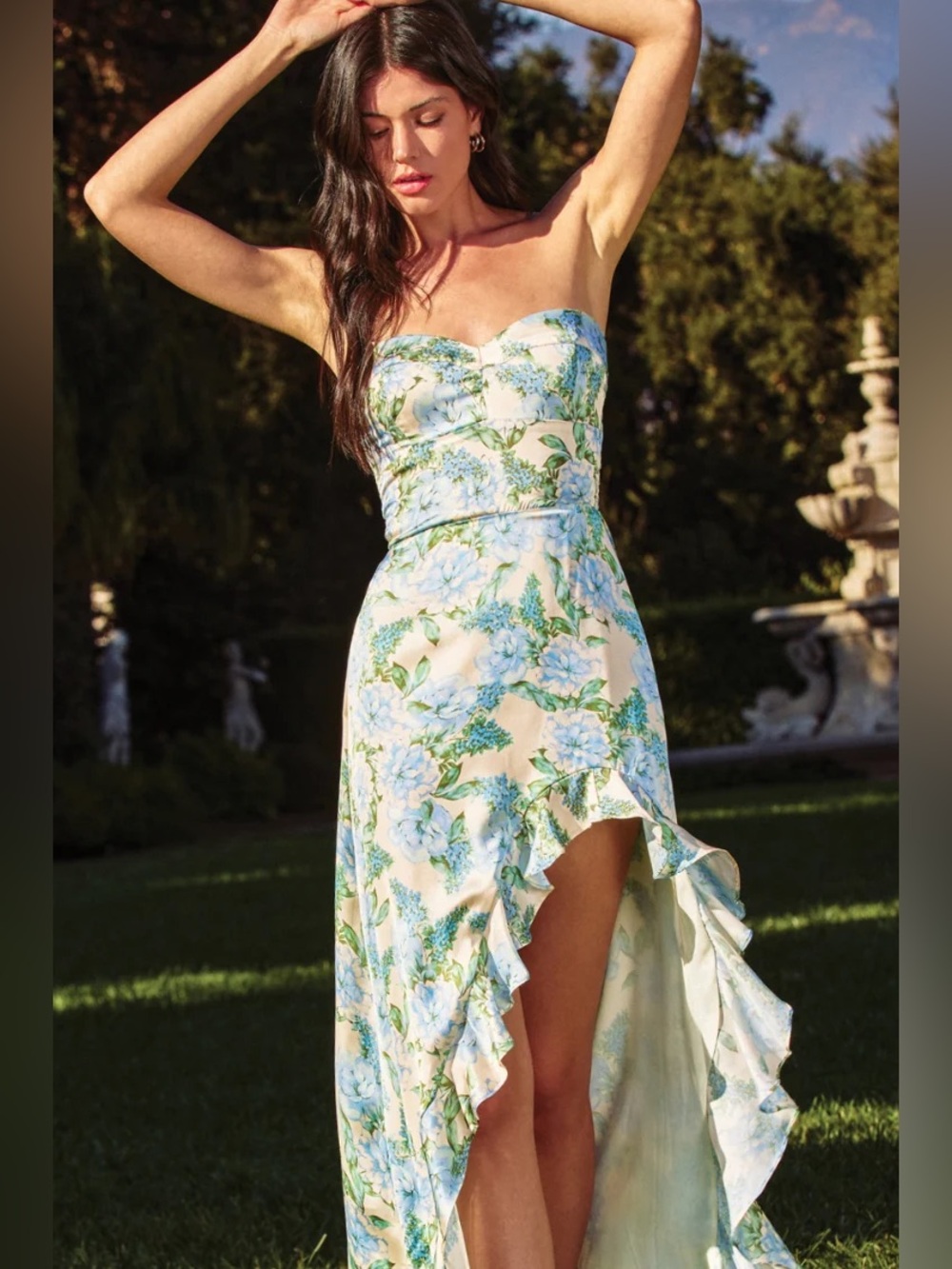 Dress Forum "Stolen Love" Blue Strapless Ruffle Hem Maxi Dress NWT Large